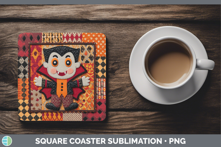 Vampire Halloween Patchwork Square Coaster Sublimation Desig