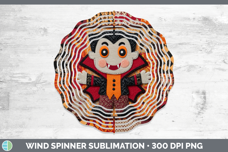 Vampire Halloween Patchwork Wind Spinner Sublimation Design