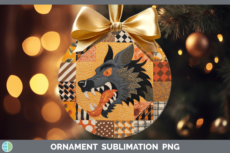 Werewolf Halloween Patchwork Ornament Sublimation Design
