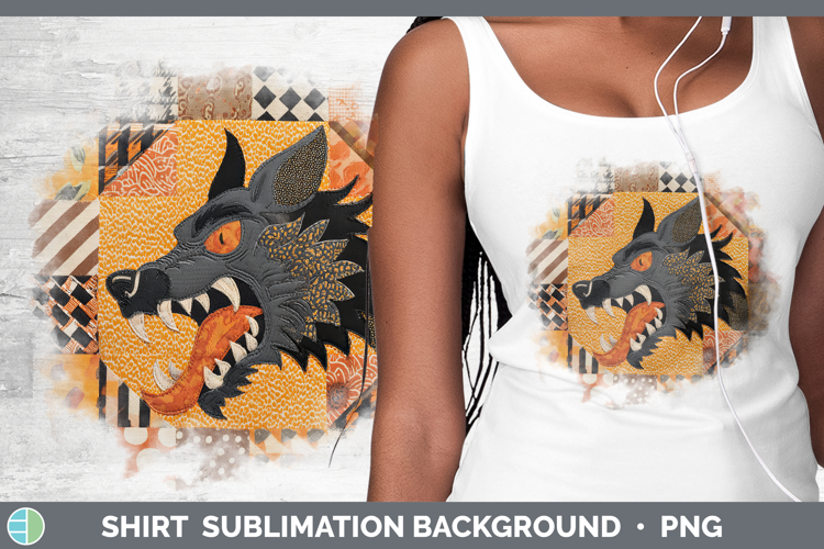Werewolf Halloween Patchwork Shirt Sublimation Design