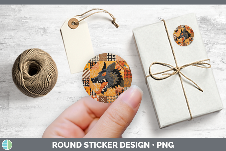Werewolf Halloween Patchwork Stickers Design