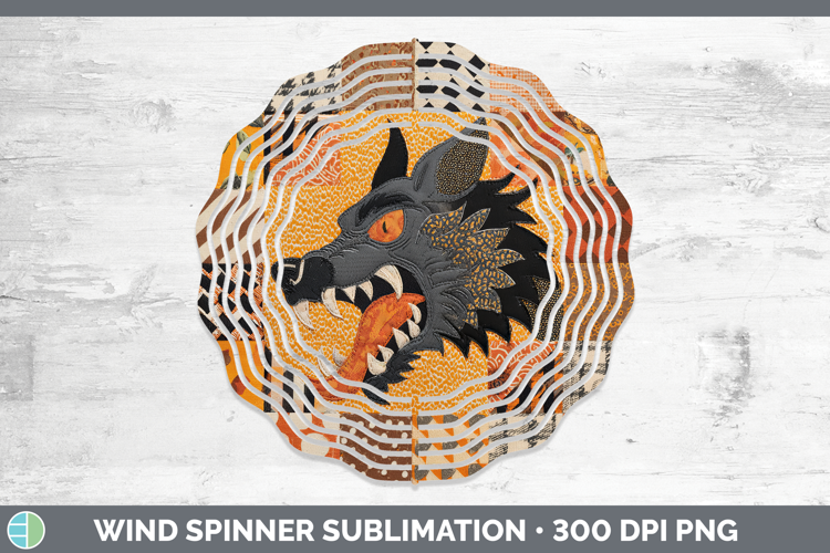 Werewolf Halloween Patchwork Wind Spinner Sublimation Design