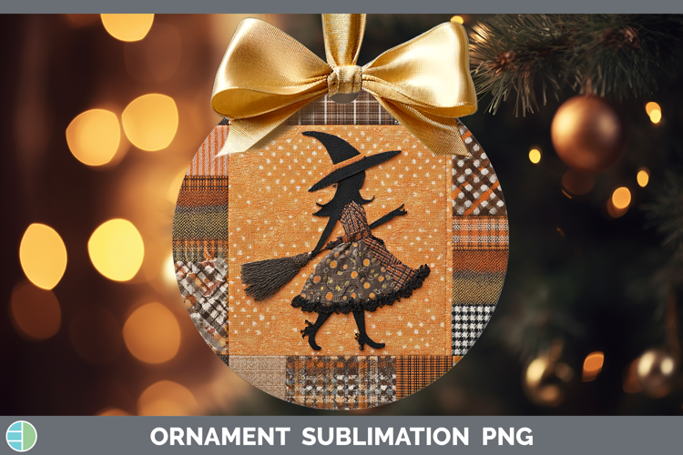 Witch Halloween Patchwork Ornament Sublimation Design