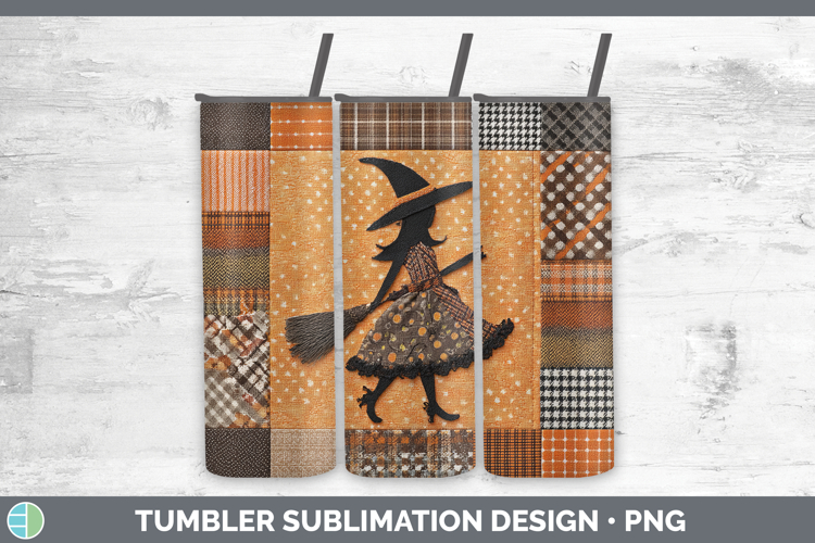 Witch Halloween Patchwork Tumbler Sublimation Design
