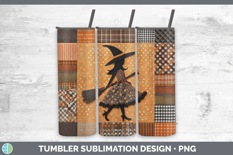 Witch Halloween Patchwork Tumbler Sublimation Design