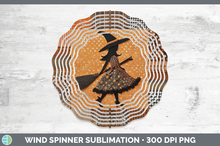 Witch Halloween Patchwork Wind Spinner Sublimation Design