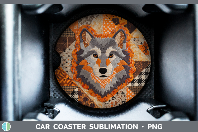 Wolf Halloween Patchwork Car Coaster Sublimation Design