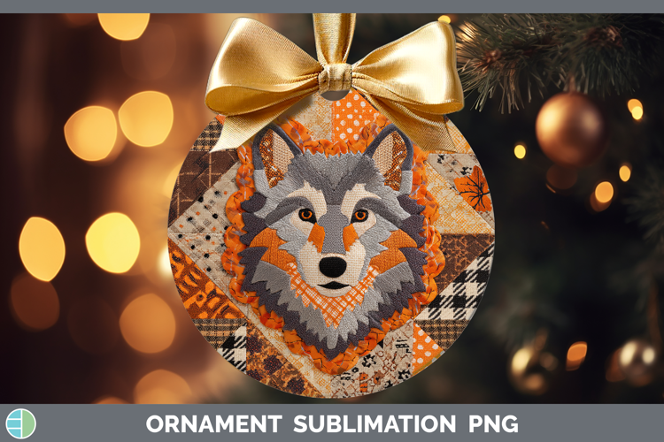 Wolf Halloween Patchwork Ornament Sublimation Design