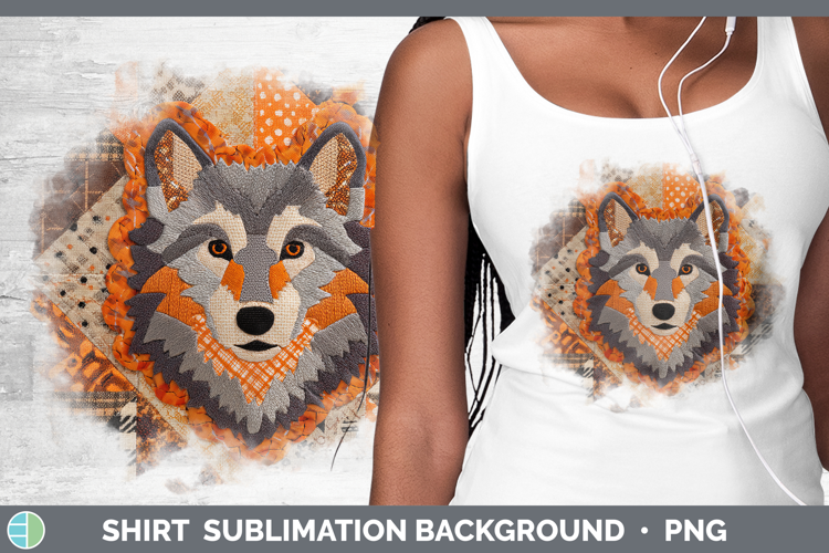Wolf Halloween Patchwork Shirt Sublimation Design