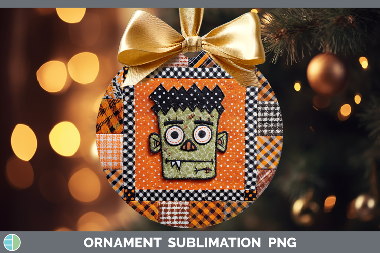 Zombie Halloween Patchwork Ornament Sublimation Design