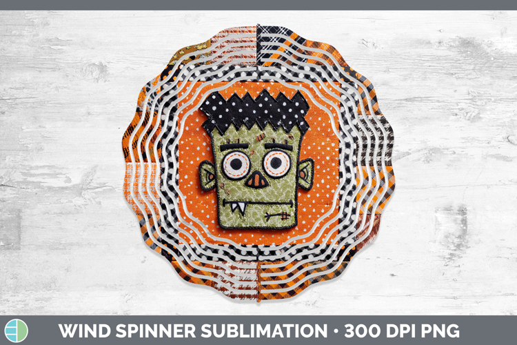 Zombie Halloween Patchwork Wind Spinner Sublimation Design