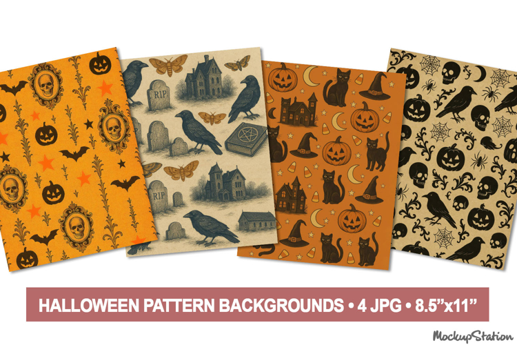 Retro Halloween Witch & Pumpkin Scrapbook Pages Vintage