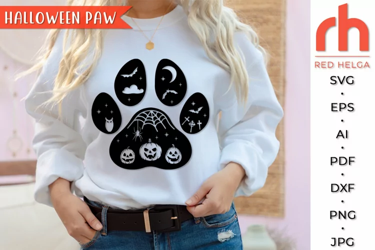 Halloween Paw SVG, Halloween Pet Cut File, Halloween Shirt