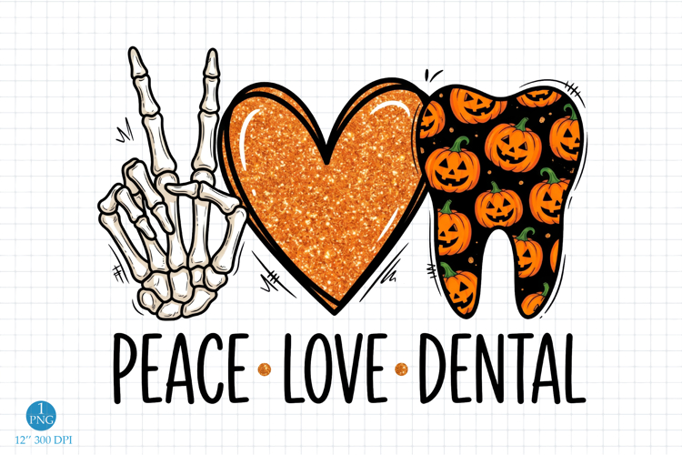 Halloween Peace Love Dental png, Pumpkin Teeth PNG