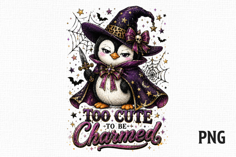 Halloween Penguin Witch PNG example image 1