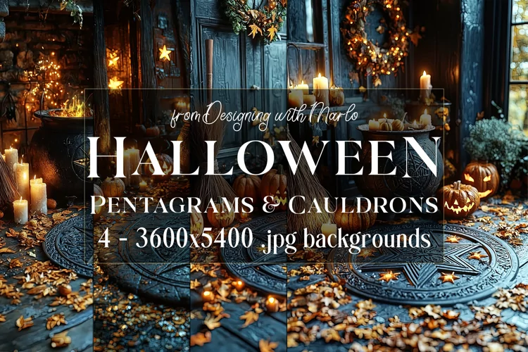 Halloween Backgrounds, Pentagram Cauldrons Backgrounds, s2