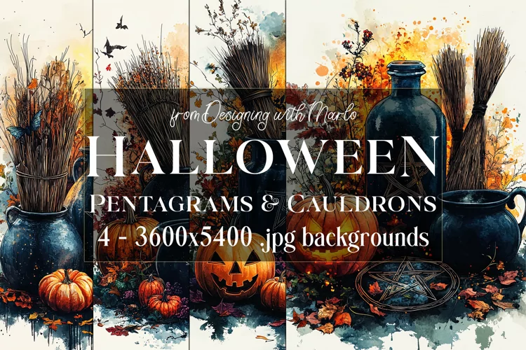 Halloween Backgrounds, Pentagram Cauldrons Backgrounds, s3