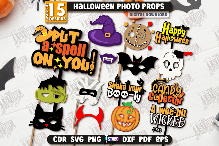 Halloween Photo Booth Props Laser Cut Bundle,Party Accessory