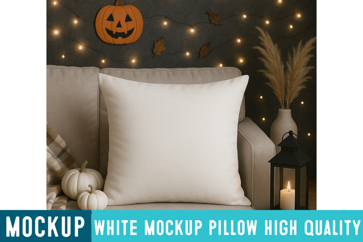 White Pillow Mockup,Mockup,Halloween Pillow Mockup