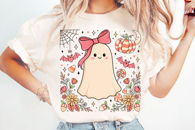 Halloween Pink Ghost PNG Designs example image 1