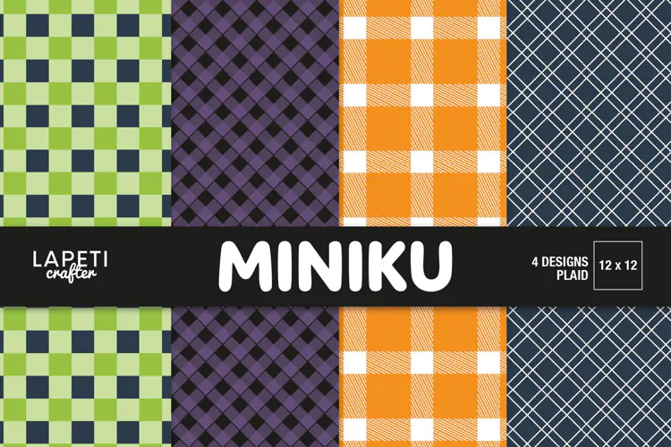 Halloween Plaid Digital Paper, Orange Purple Green Scrapbook