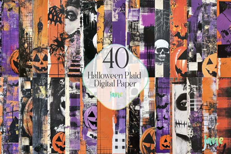 Halloween Plaid Digital Paper