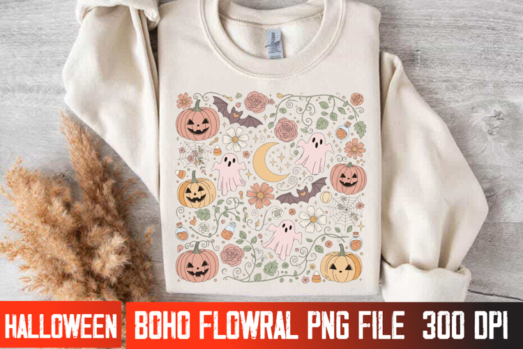 Spooky Floral Halloween Vector | Elegant Fall Shirt Design