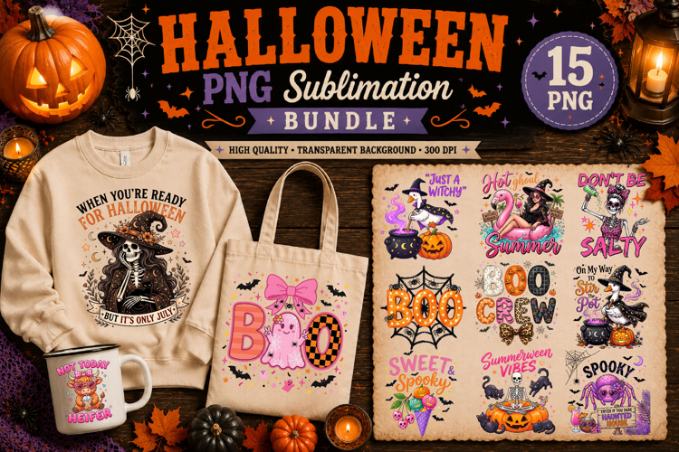 Cute Halloween PNG Sublimation Bundle | Spooky Halloween PNG