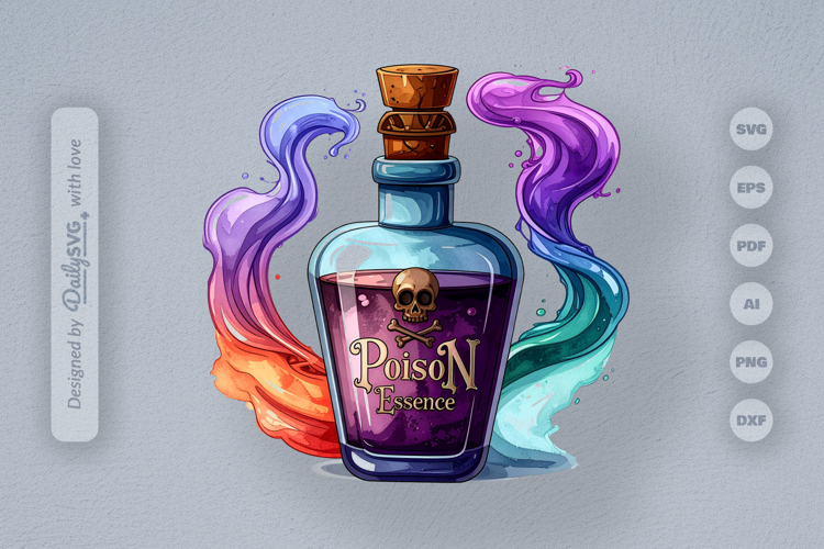Halloween Poison Bottle Watercolor