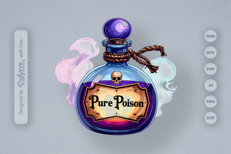Halloween Poison Bottle Watercolor
