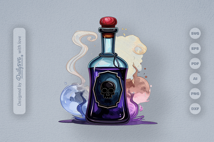 Halloween Poison Bottle Watercolor