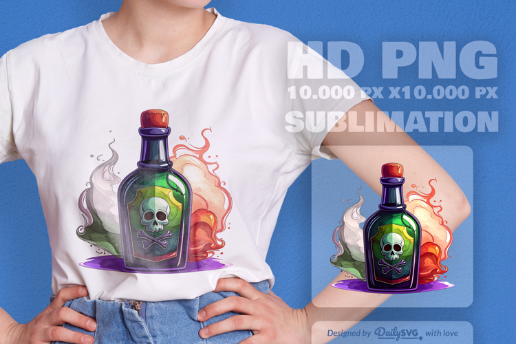Halloween Poison Bottle Watercolor