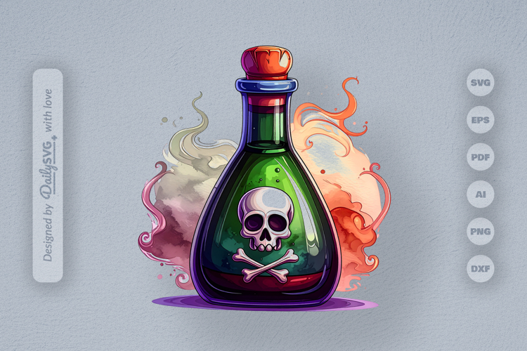 Halloween Poison Bottle Watercolor