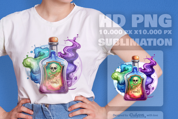 Halloween Poison Bottle Watercolor
