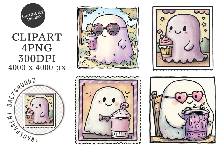 Halloween Postage Stamp Animal Clipart