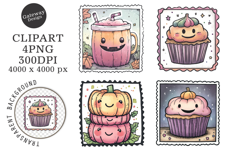 Halloween Postage Stamp Animal Clipart