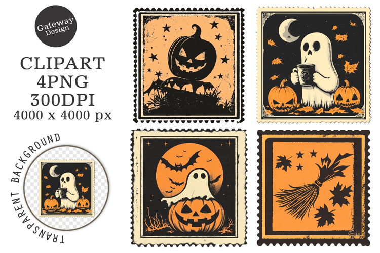Halloween Postage Stamp Clipart