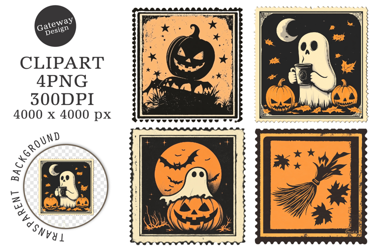 Halloween Postage Stamp Clipart
