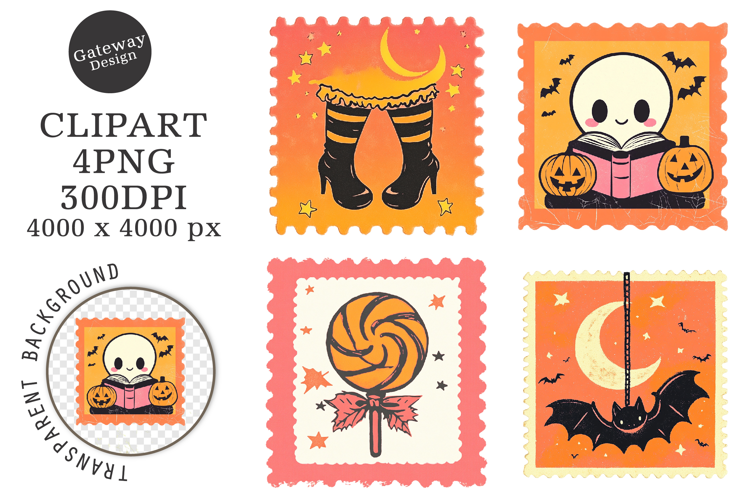 Halloween Postage Stamp Clipart