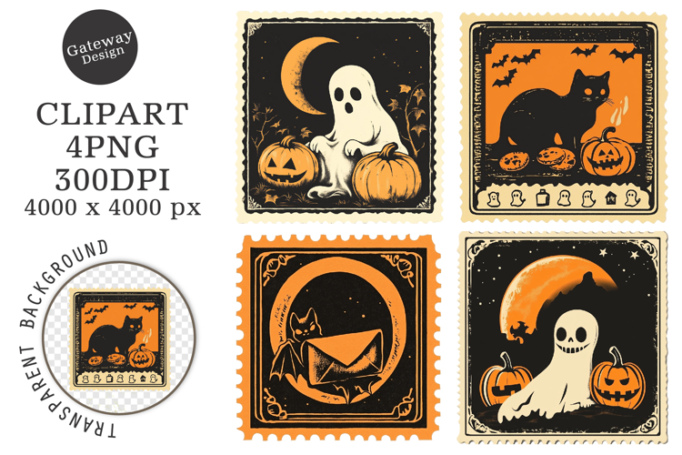 Halloween Postage Stamp Clipart