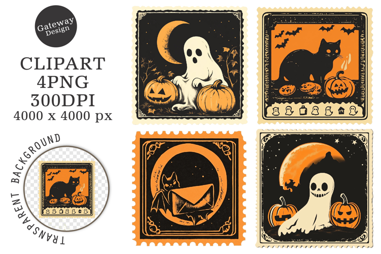 Halloween Postage Stamp Clipart