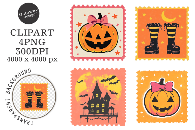 Halloween Postage Stamp Clipart