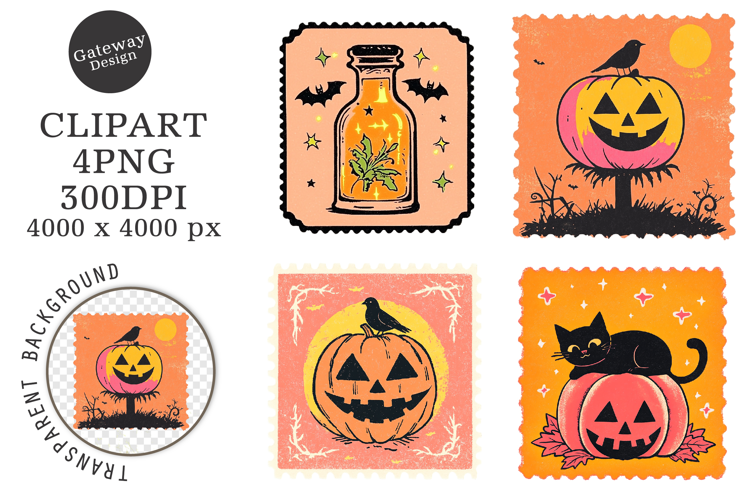 Halloween Postage Stamp Clipart