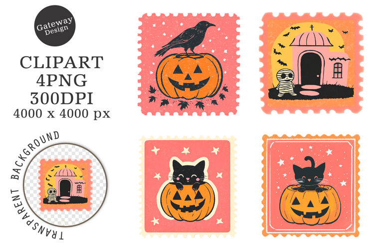 Halloween Postage Stamp Clipart
