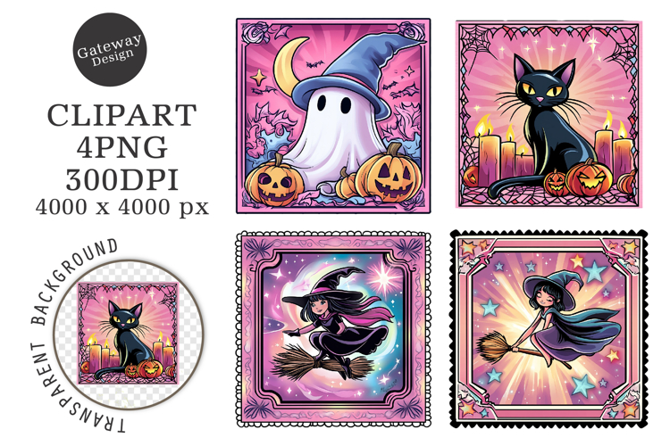 Halloween Postage Stamps Clipart