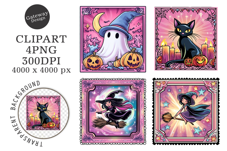 Halloween Postage Stamps Clipart