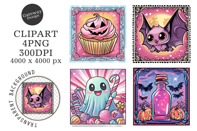 Halloween Postage Stamps Clipart