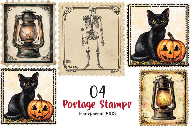 Halloween Postage Stamps Clipart Png