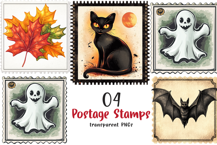 Halloween Postage Stamps Clipart Png