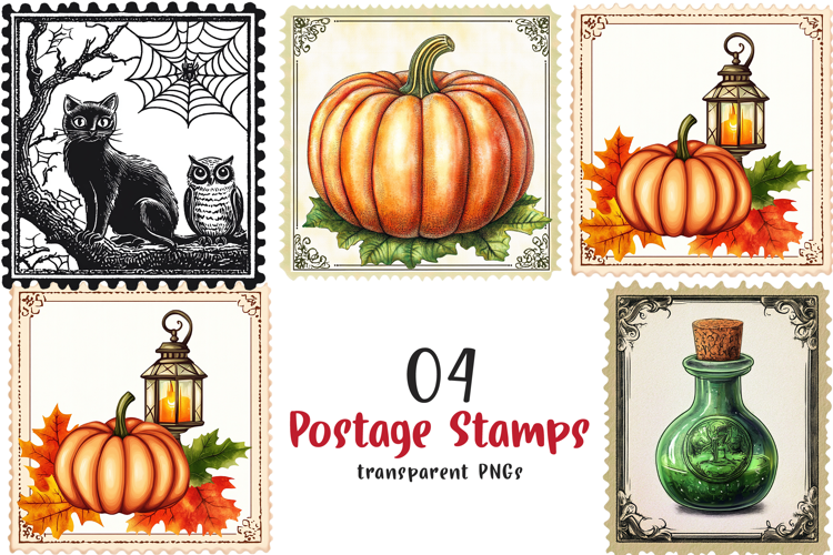 Halloween Postage Stamps Clipart Png